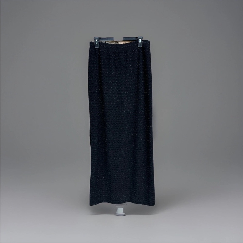 St. John Black Long Elegant Side Slit Skirt Size 10 Wool Blend